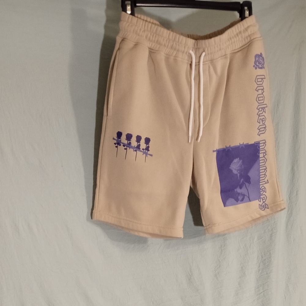 Broken Promises Gray and Purple Athletic Shorts Size Small